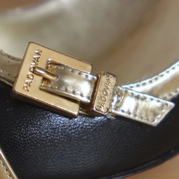 Luciano Padovan black and gold lamé leather shoes - Picture 8 of 13